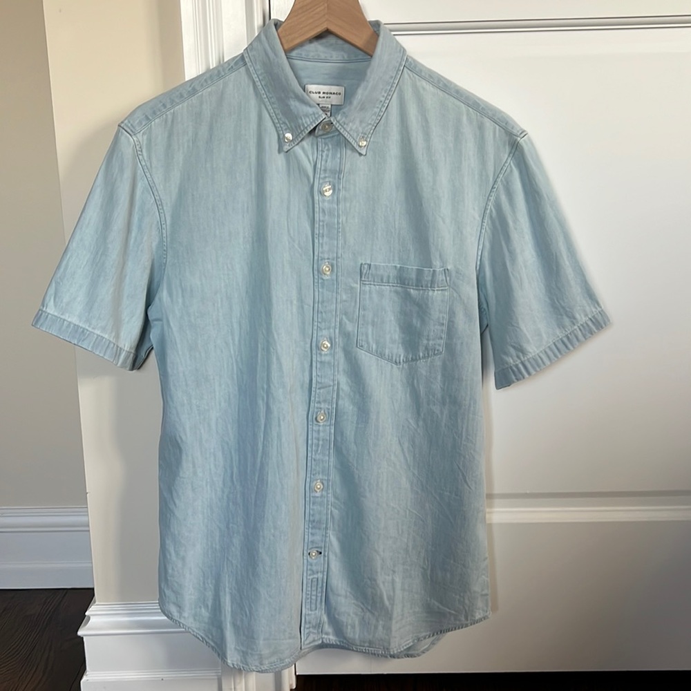 Club Monaco Short Sleeve Denim Shirt